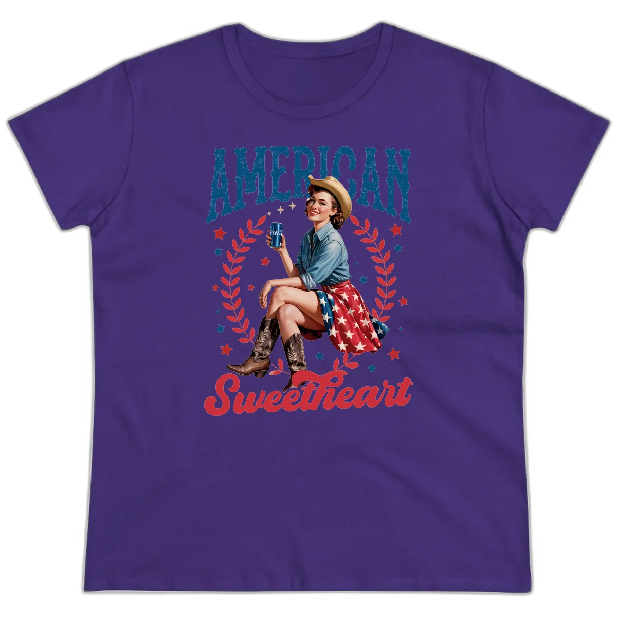 American Sweetheart Pin-Up Ladies Tee in Purple