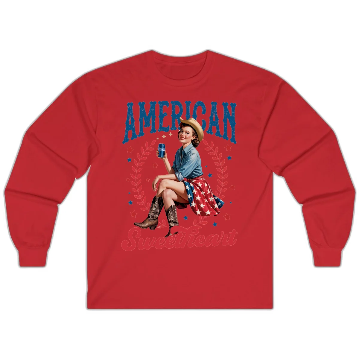 American Sweetheart Pin-Up Long Sleeve in Red