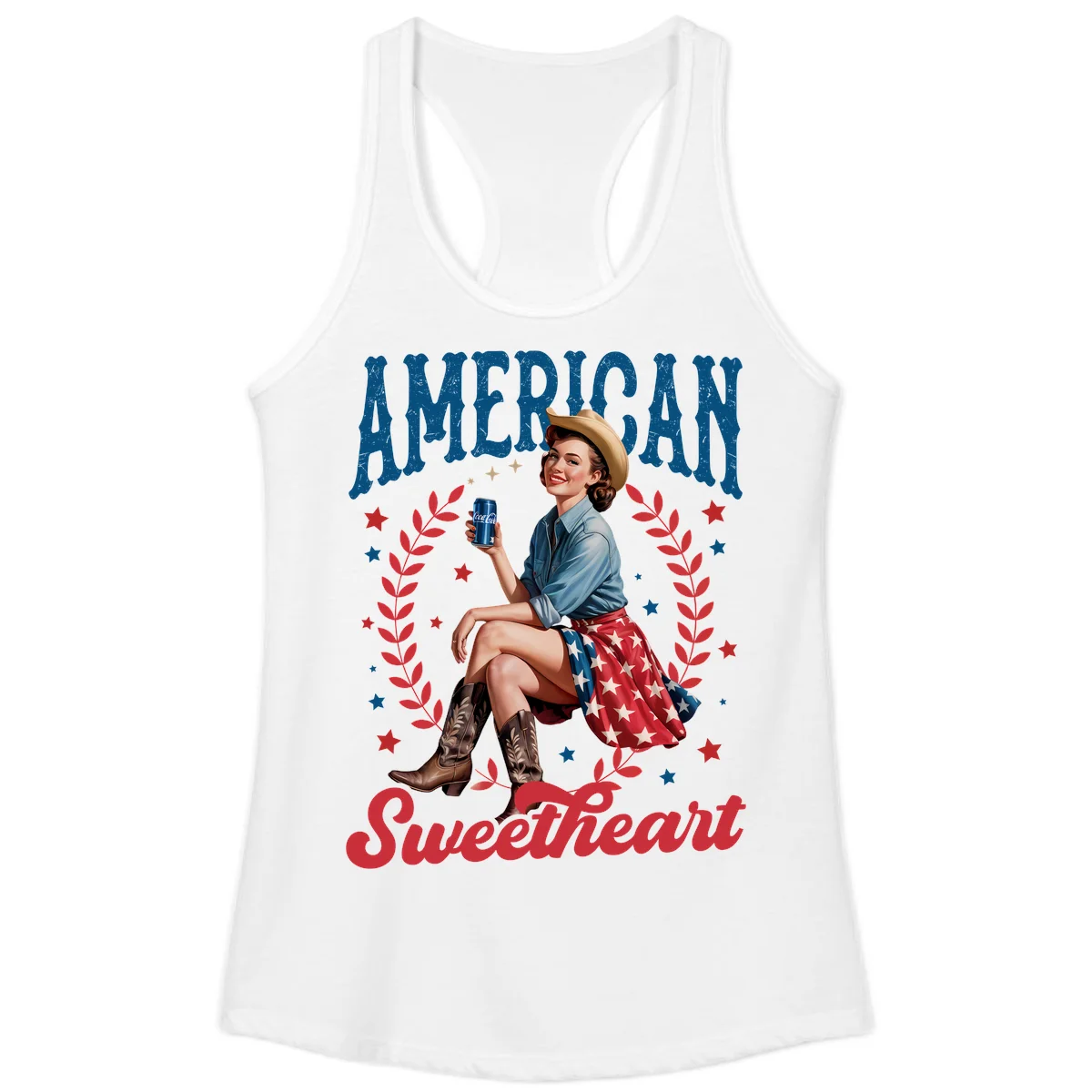 American Sweetheart Pin-Up Ladies Tank in White