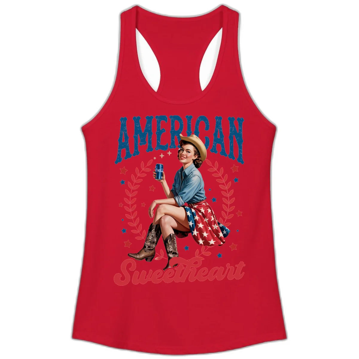 American Sweetheart Pin-Up Ladies Tank in Solid Red
