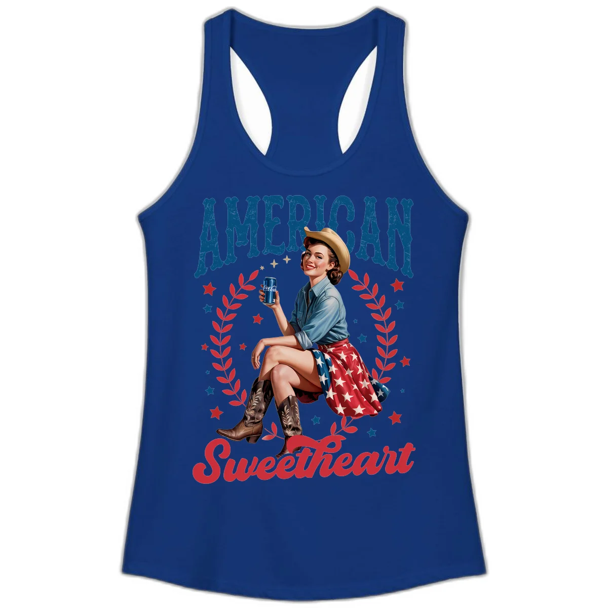 American Sweetheart Pin-Up Ladies Tank in Solid Royal