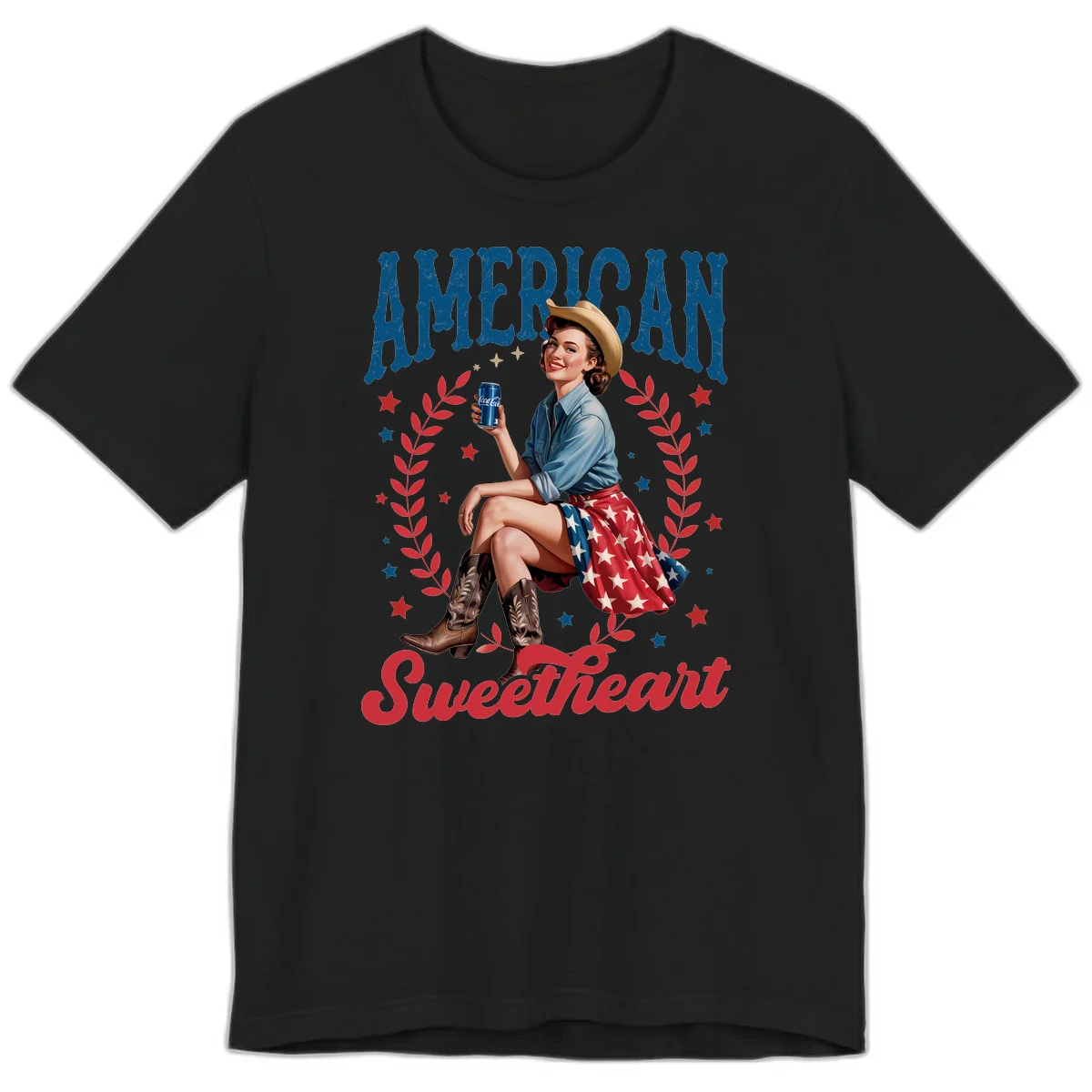 American Sweetheart Pin-Up Premium T-Shirt in Black