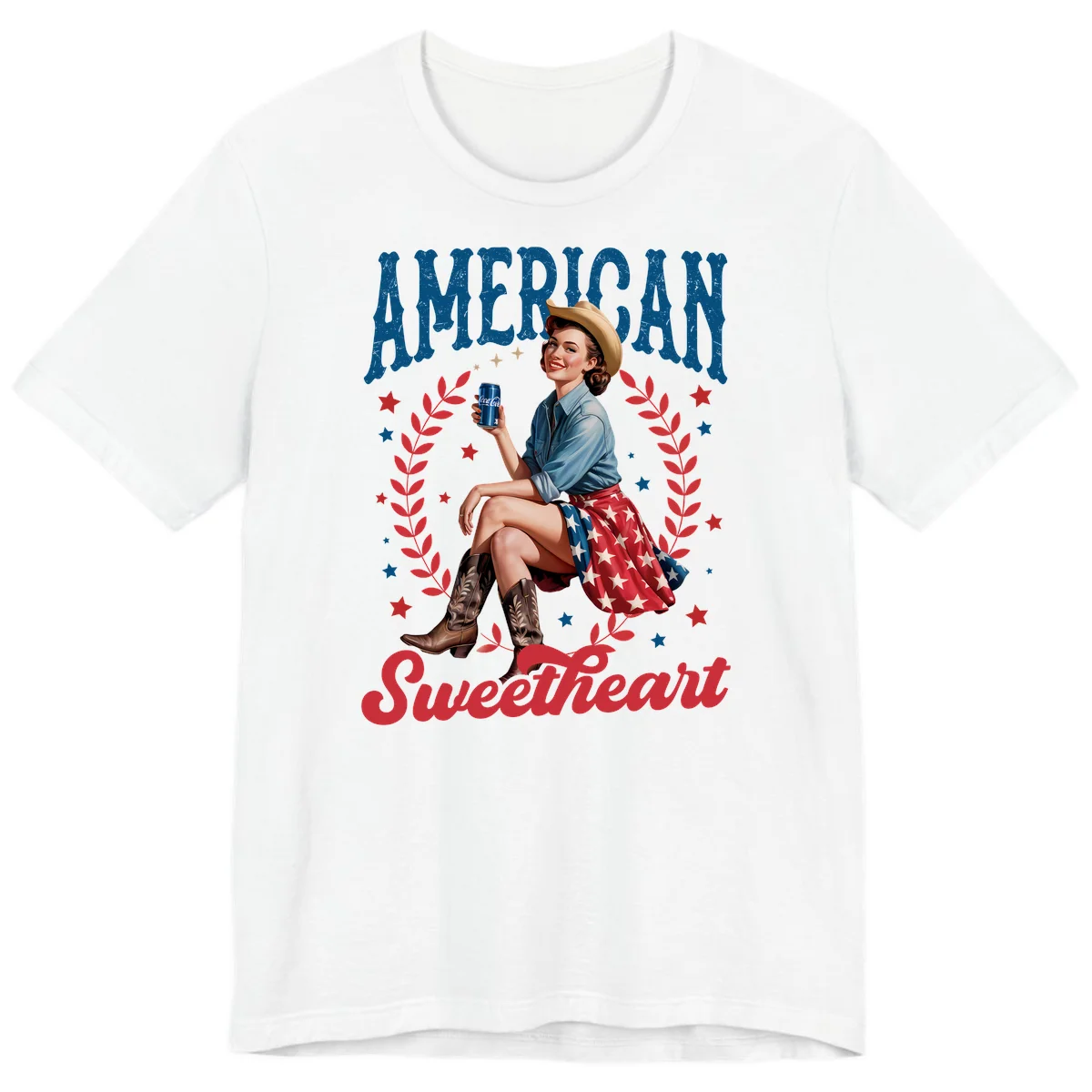 American Sweetheart Pin-Up Premium T-Shirt in White