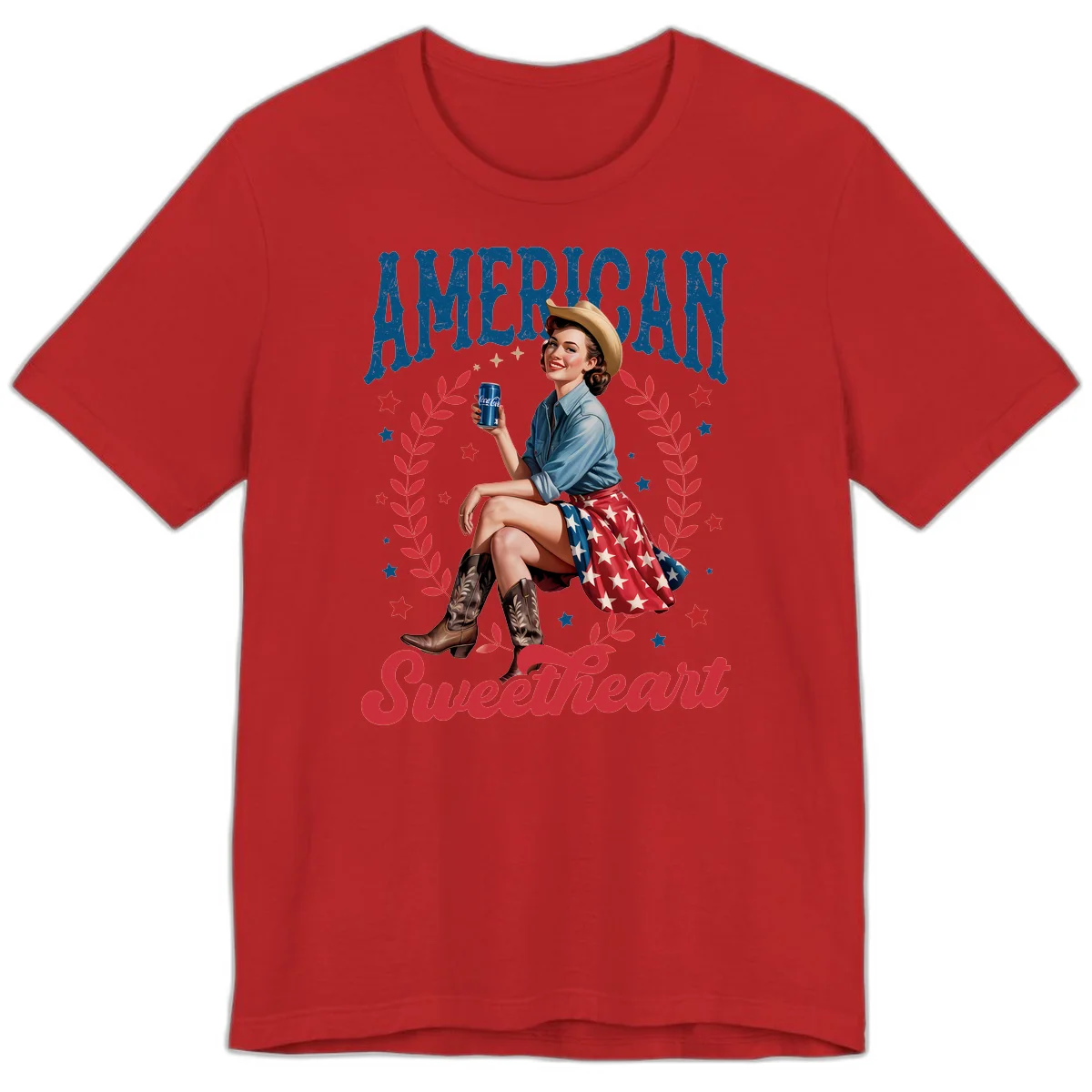 American Sweetheart Pin-Up Premium T-Shirt in Red