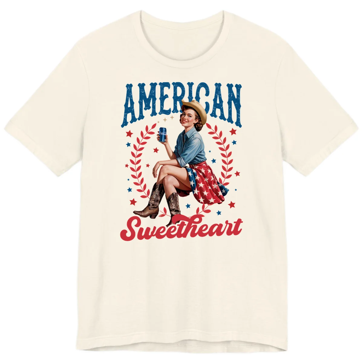 American Sweetheart Pin-Up Premium T-Shirt in Natural