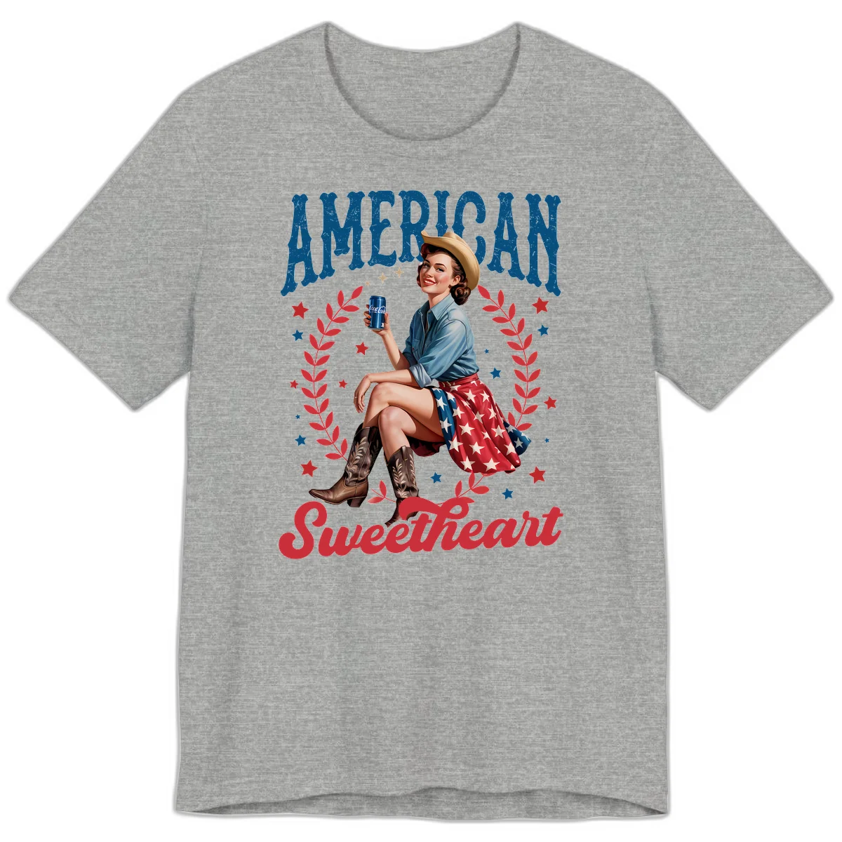 American Sweetheart Pin-Up Premium T-Shirt in Athletic Heather