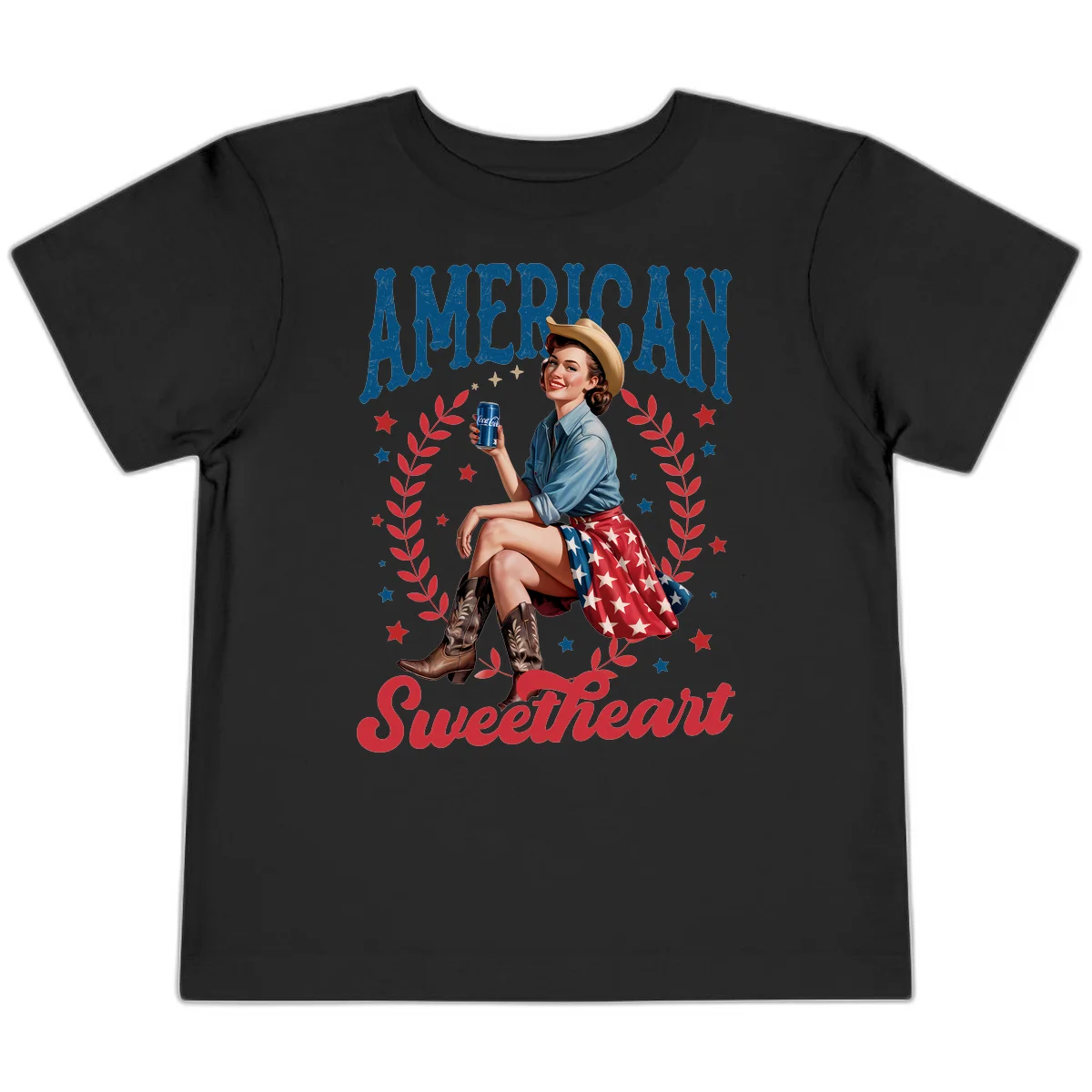 American Sweetheart Pin-Up Toddler T-Shirt in Black