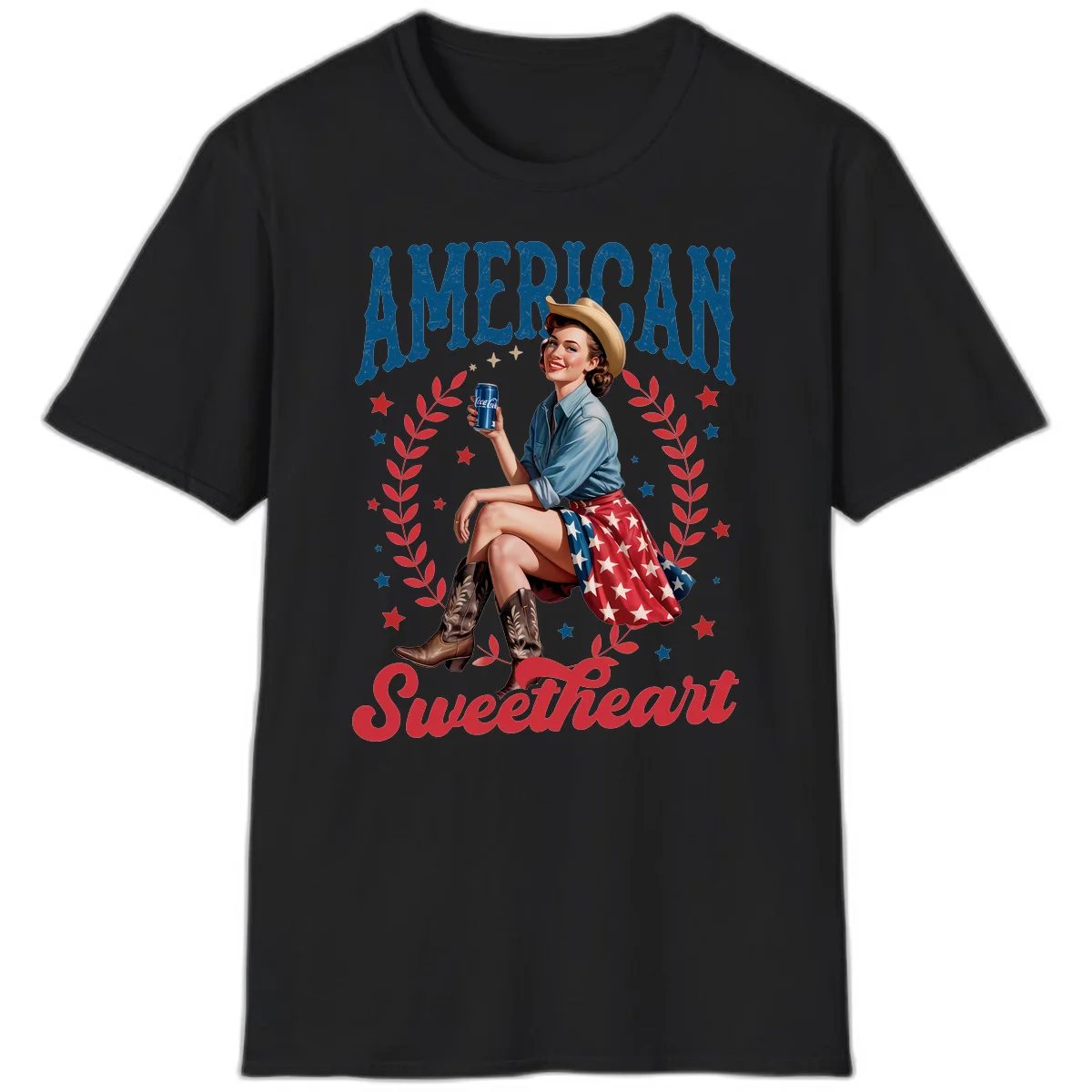 American Sweetheart Pin-Up T-Shirt in Black