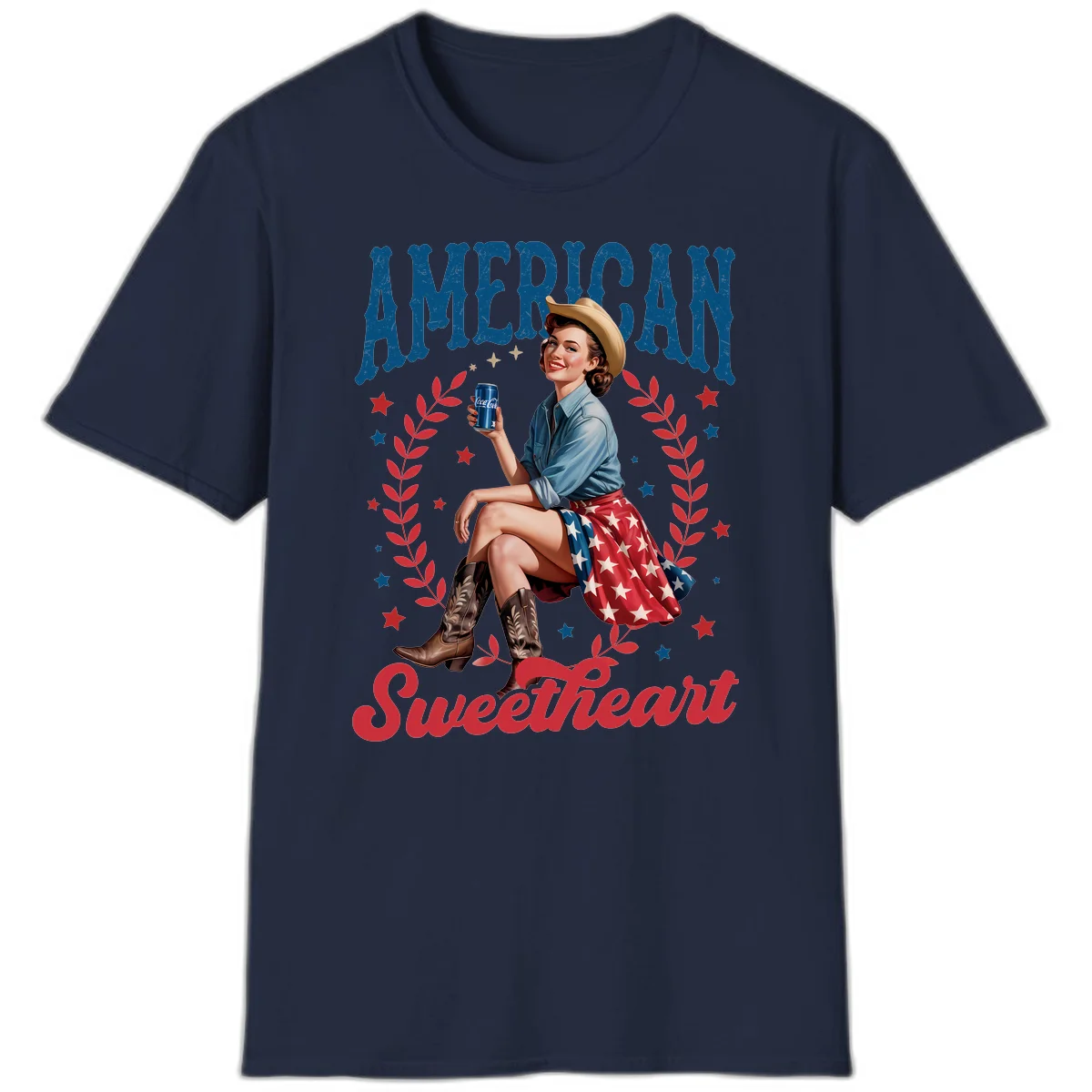 American Sweetheart Pin-Up T-Shirt in Navy