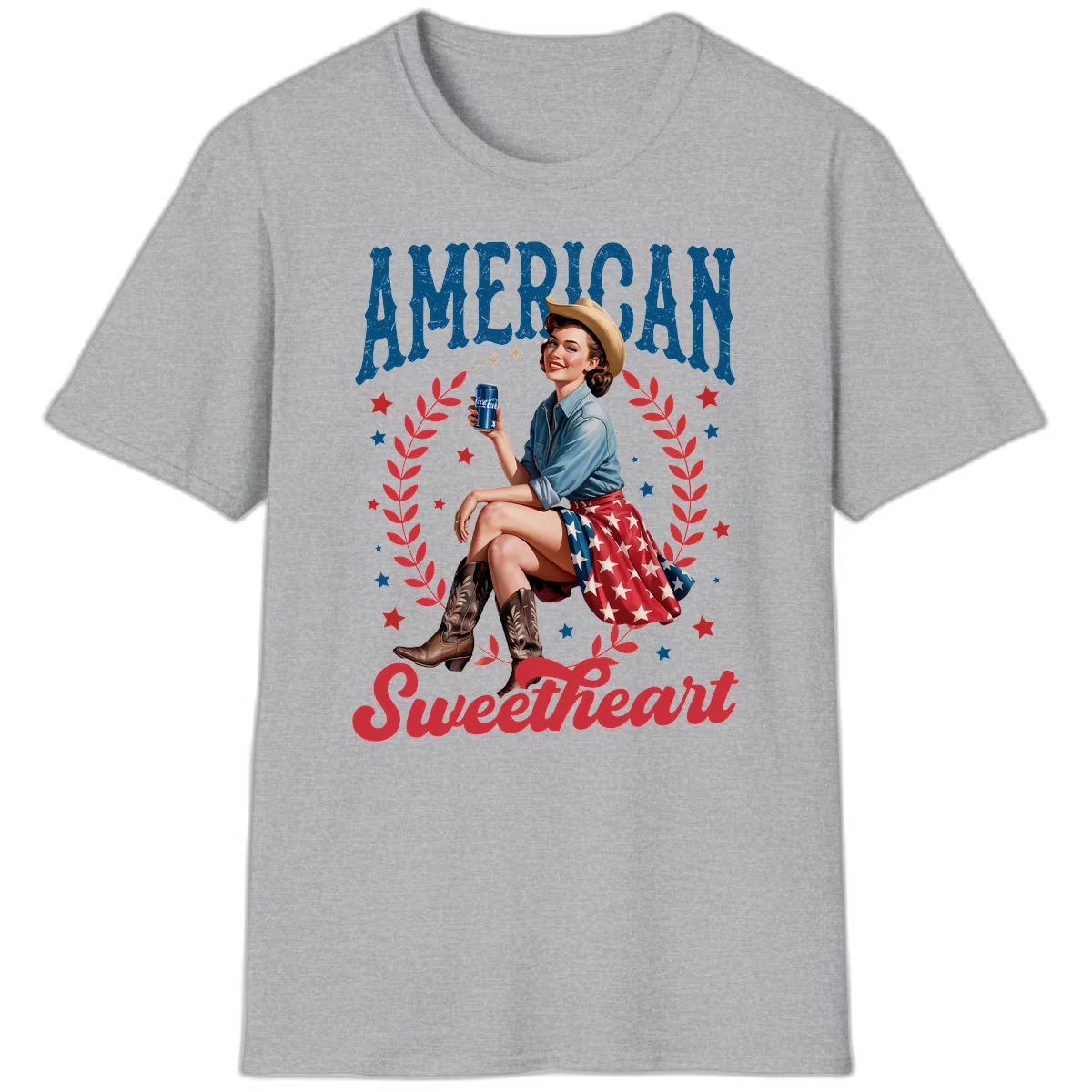 American Sweetheart Pin-Up T-Shirt in Sport Grey