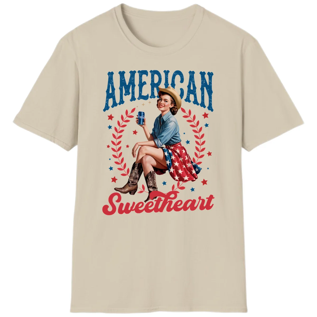American Sweetheart Pin-Up T-Shirt in Sand