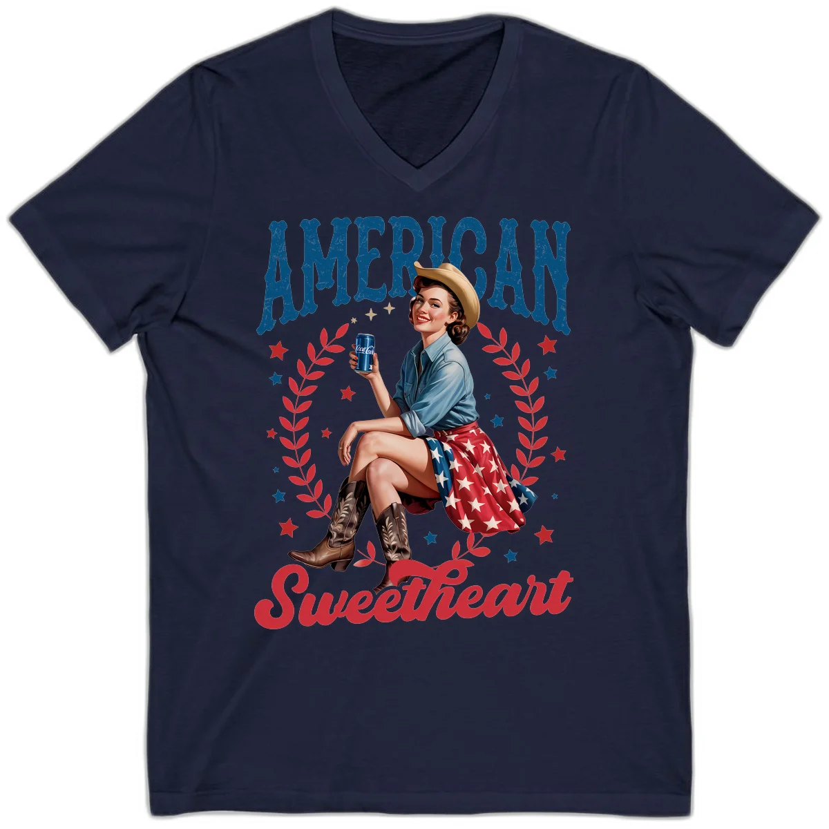 American Sweetheart Pin-Up V-Neck in Navy