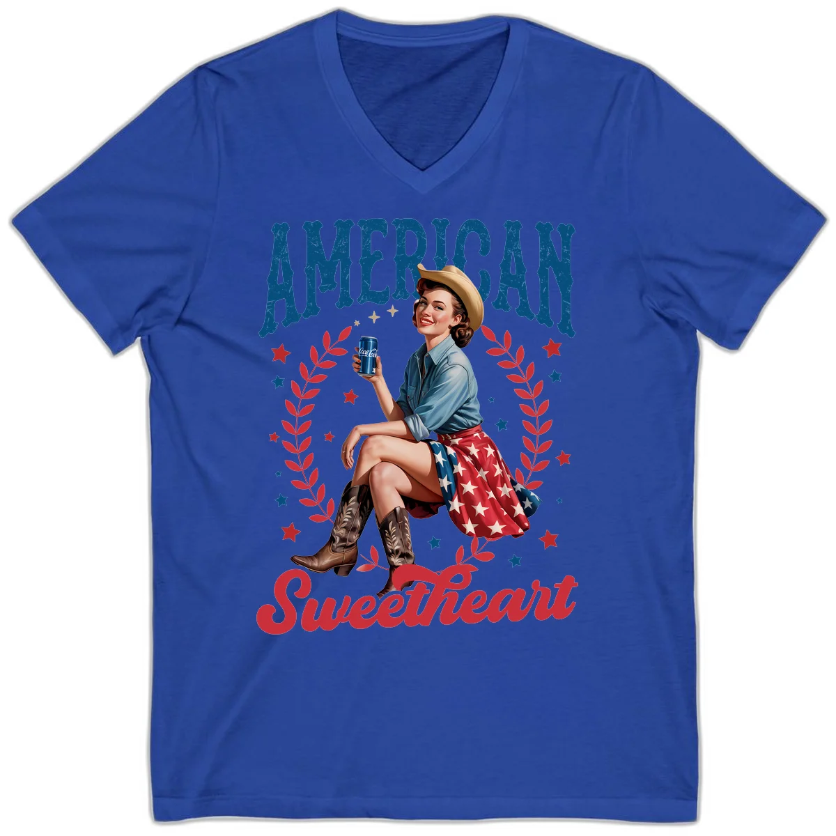 American Sweetheart Pin-Up V-Neck in True Royal