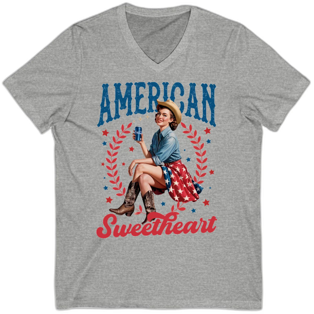 American Sweetheart Pin-Up V-Neck in Athletic Heather
