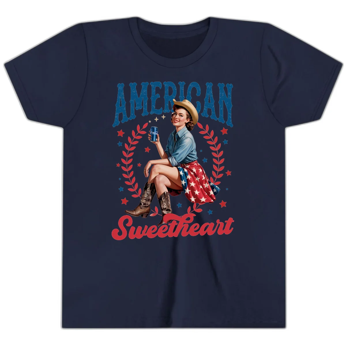 American Sweetheart Pin-Up Youth T-Shirt in Navy