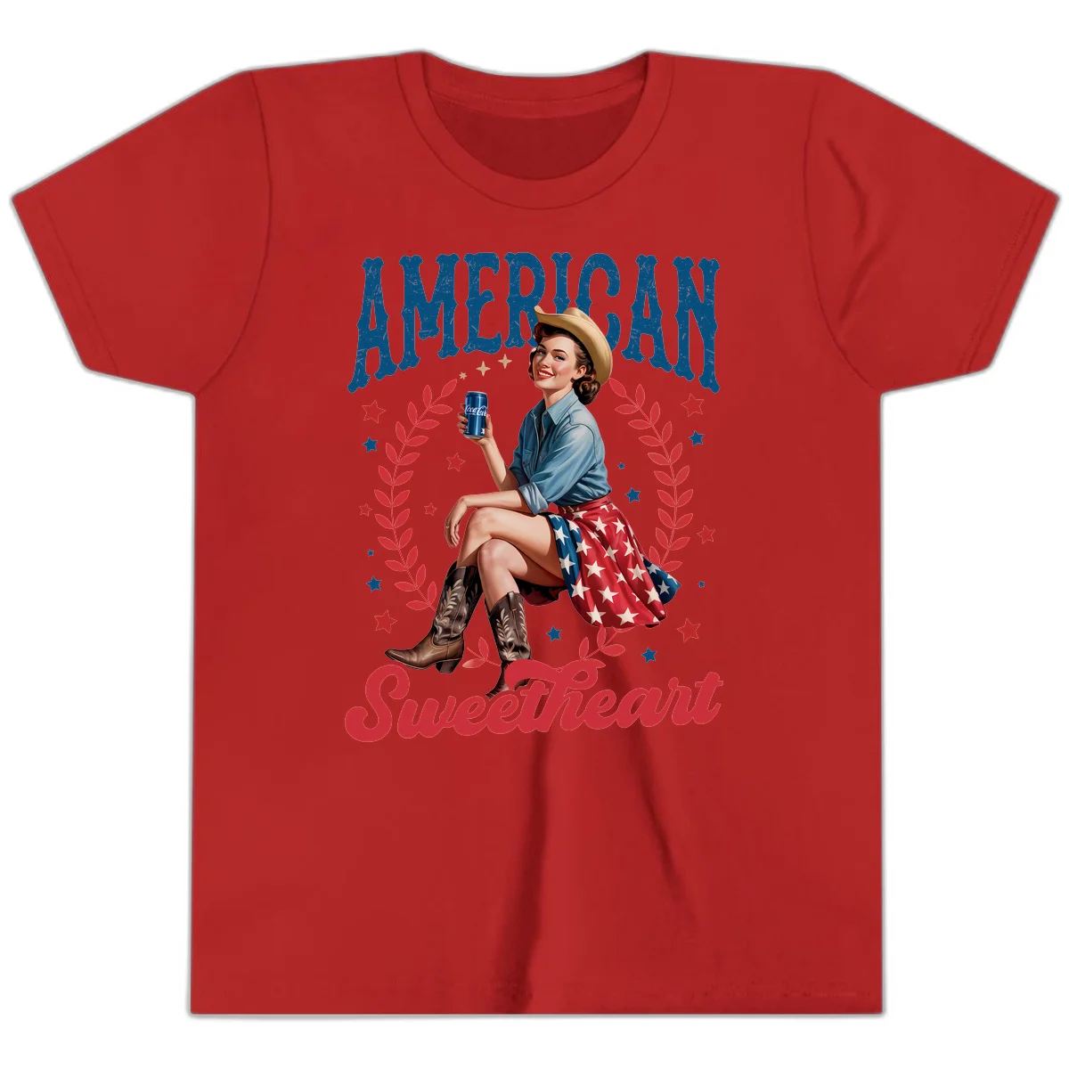 American Sweetheart Pin-Up Youth T-Shirt in Red