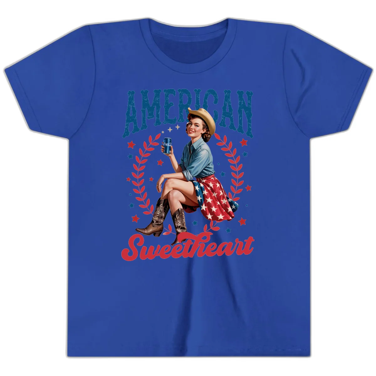 American Sweetheart Pin-Up Youth T-Shirt in True Royal