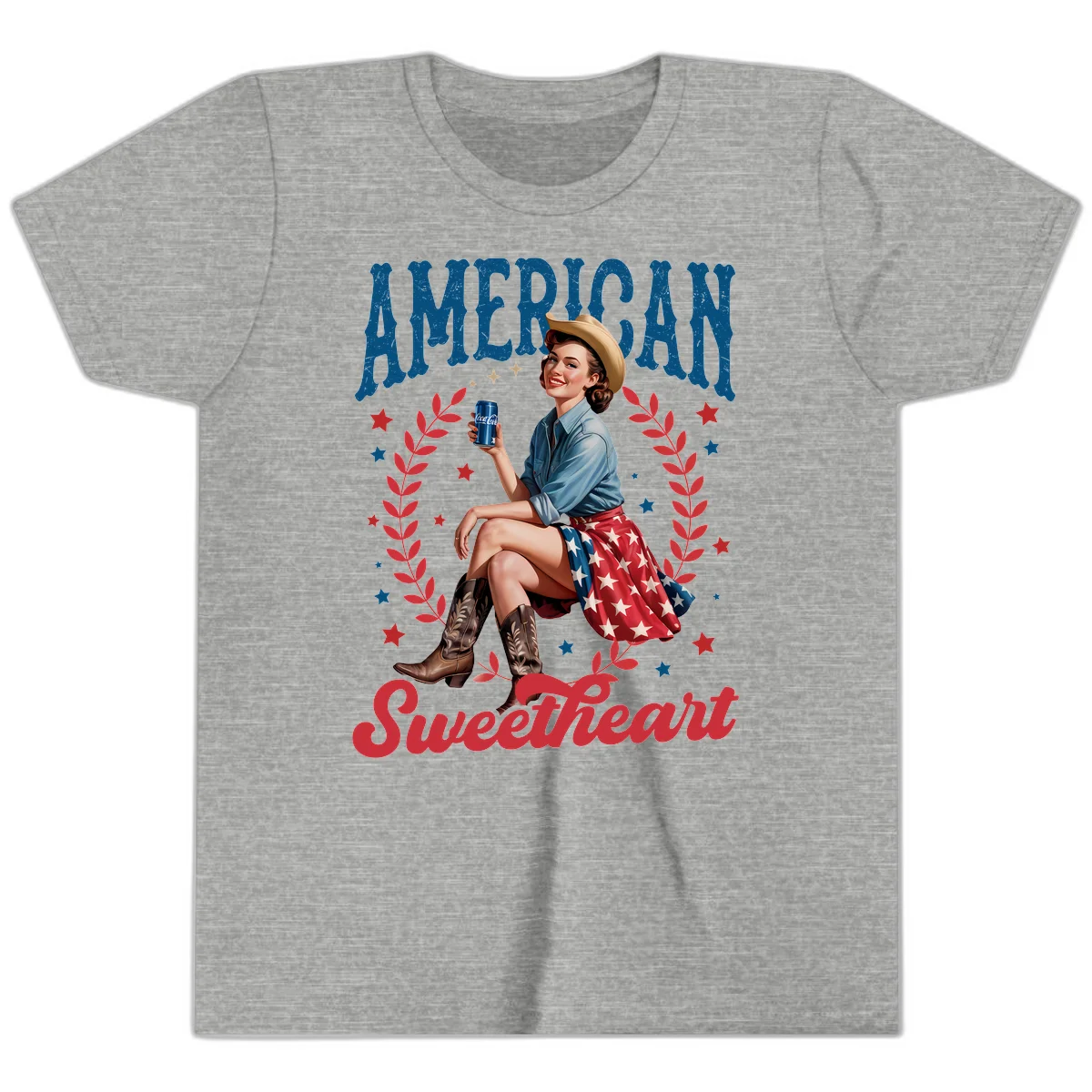 American Sweetheart Pin-Up Youth T-Shirt in Athletic Heather