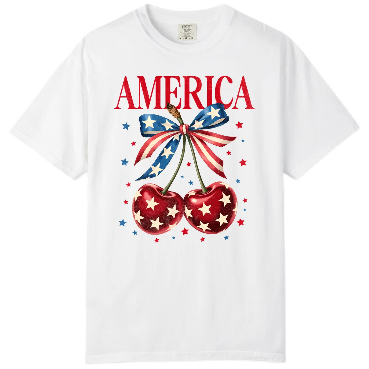 America Cherries and Stars Comfort Color in White