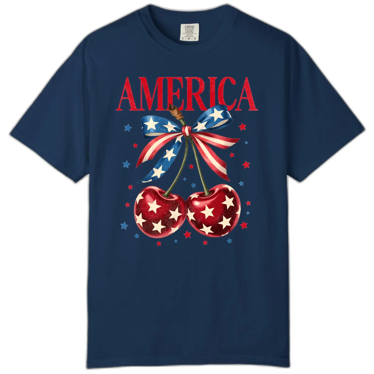 America Cherries and Stars Comfort Color in Navy