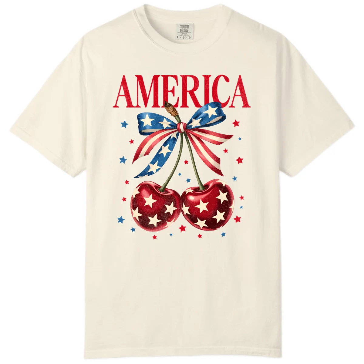America Cherries and Stars Comfort Color in Ivory