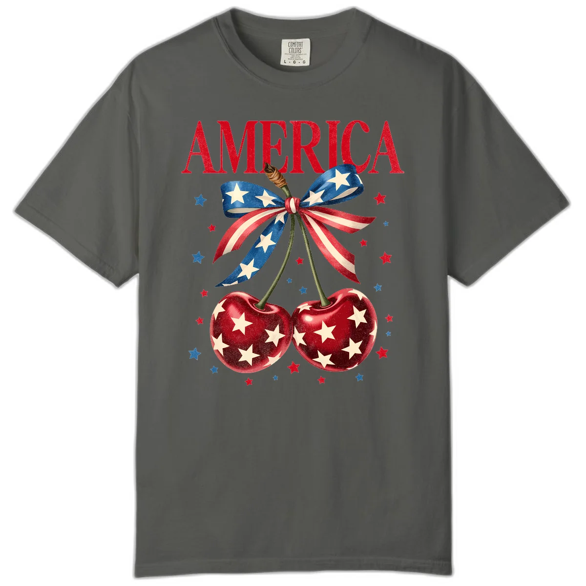 America Cherries and Stars Comfort Color in Pepper