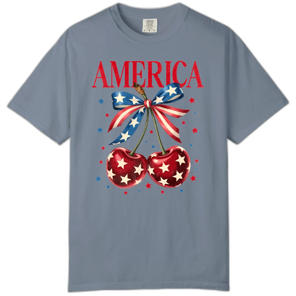 America Cherries and Stars Comfort Color in Blue Jean
