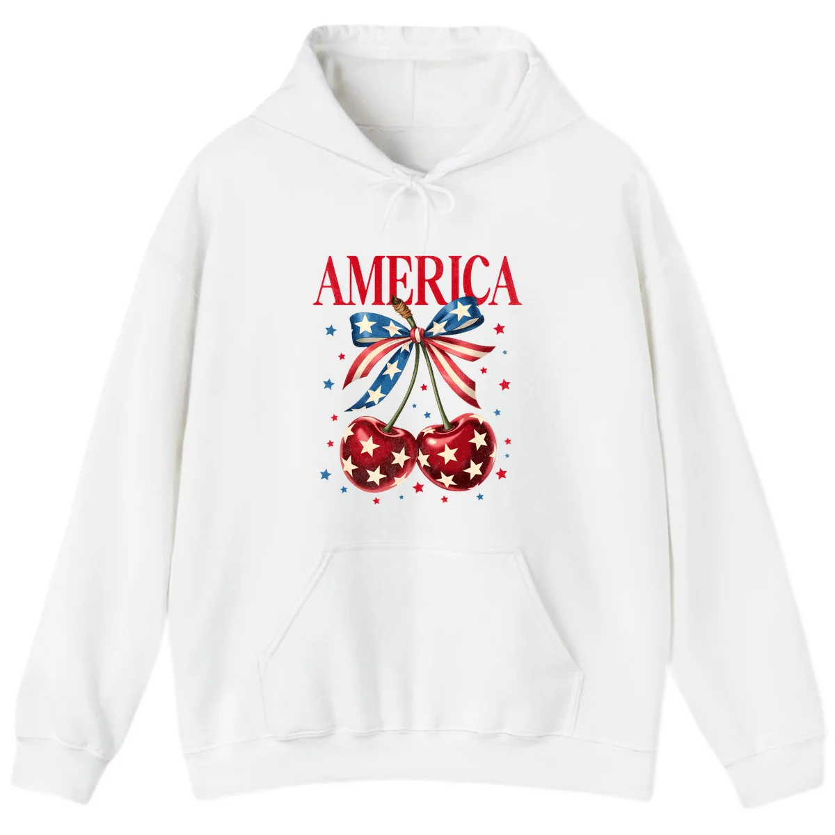 America Cherries and Stars Hoodie in White