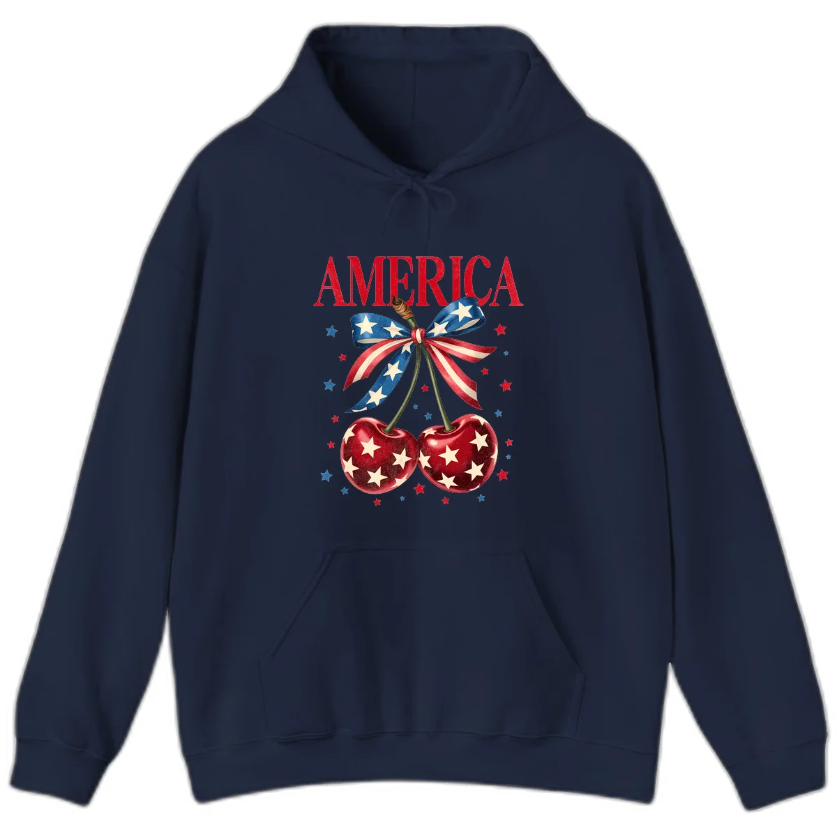 America Cherries and Stars Hoodie in Navy