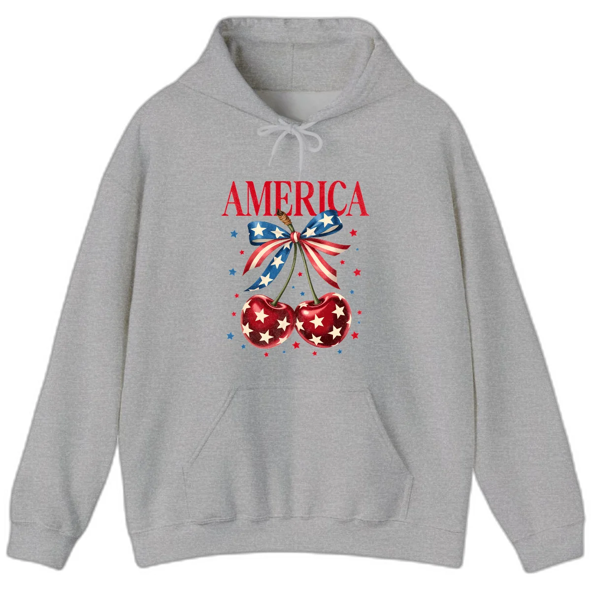 America Cherries and Stars Hoodie in Sport Grey