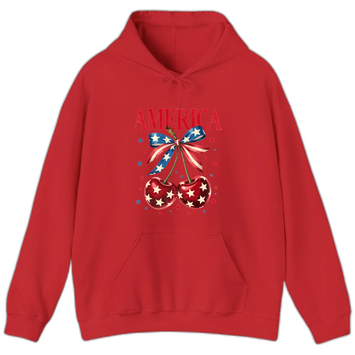 America Cherries and Stars Hoodie in Red