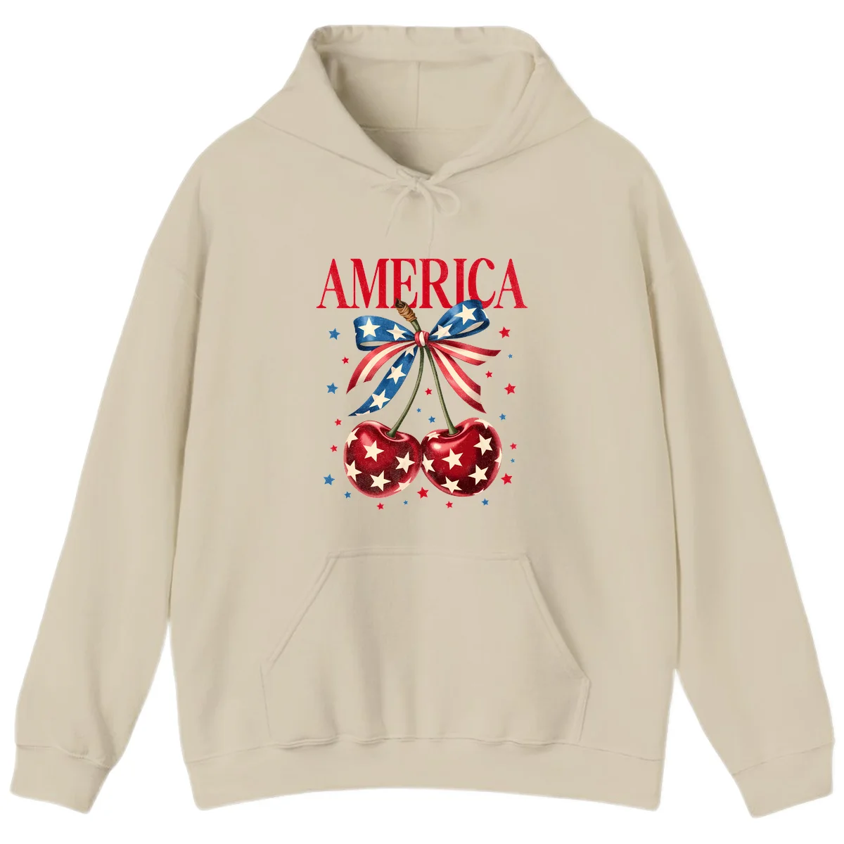 America Cherries and Stars Hoodie in Sand
