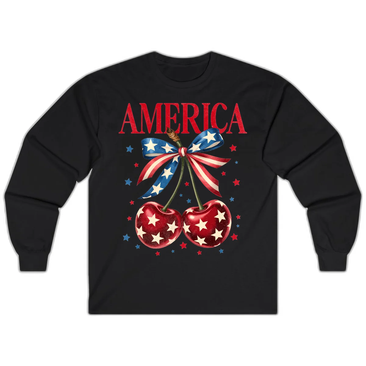 America Cherries and Stars Long Sleeve in Black