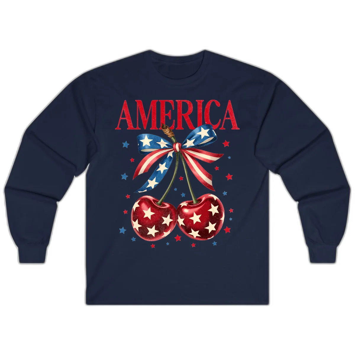 America Cherries and Stars Long Sleeve in Navy