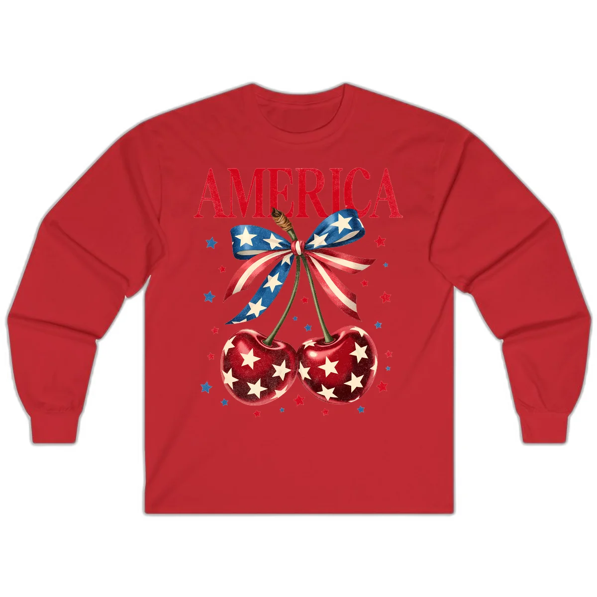 America Cherries and Stars Long Sleeve in Red