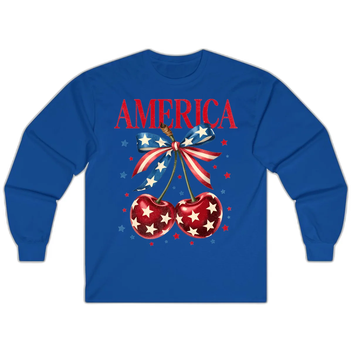 America Cherries and Stars Long Sleeve in Royal