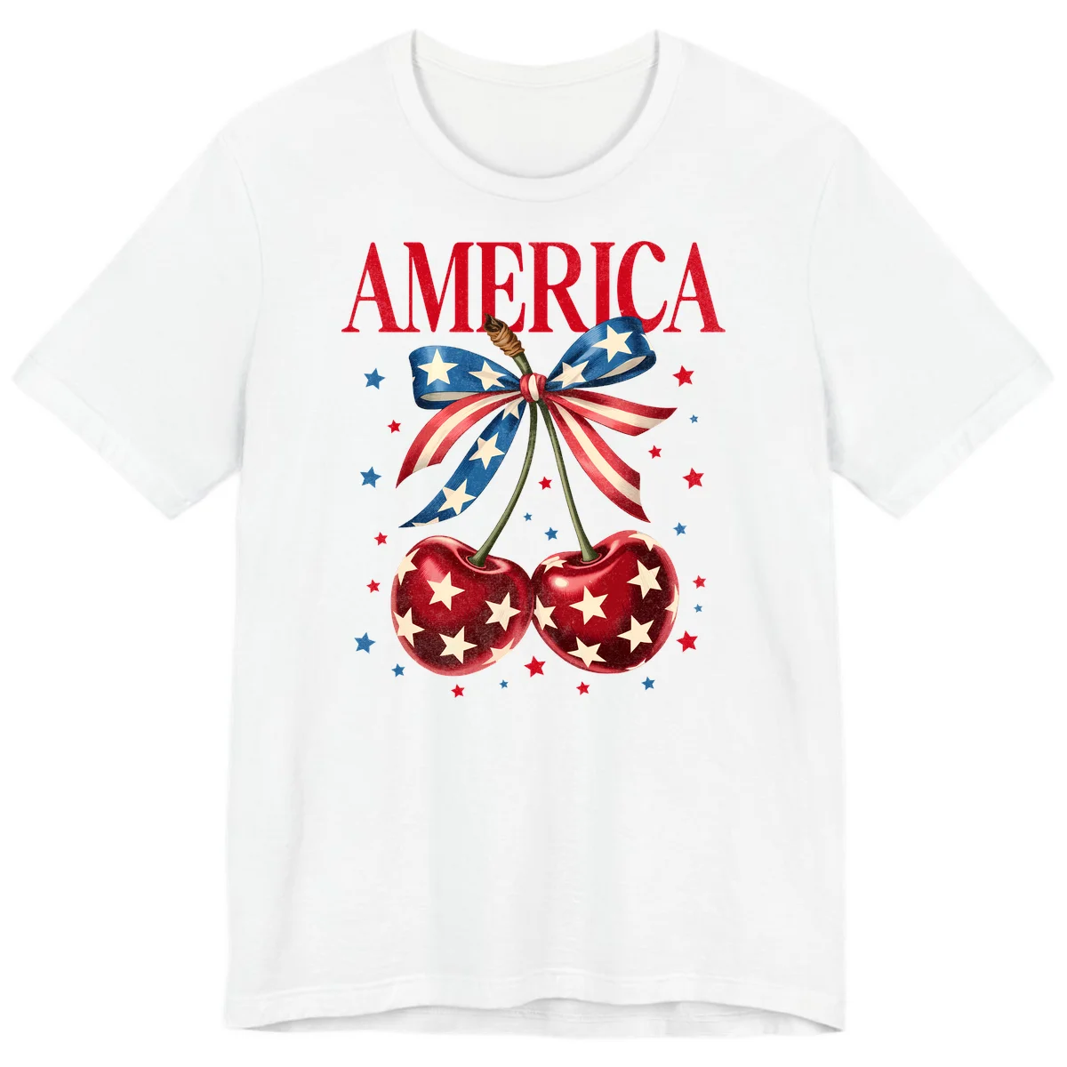 America Cherries and Stars Premium T-Shirt in White