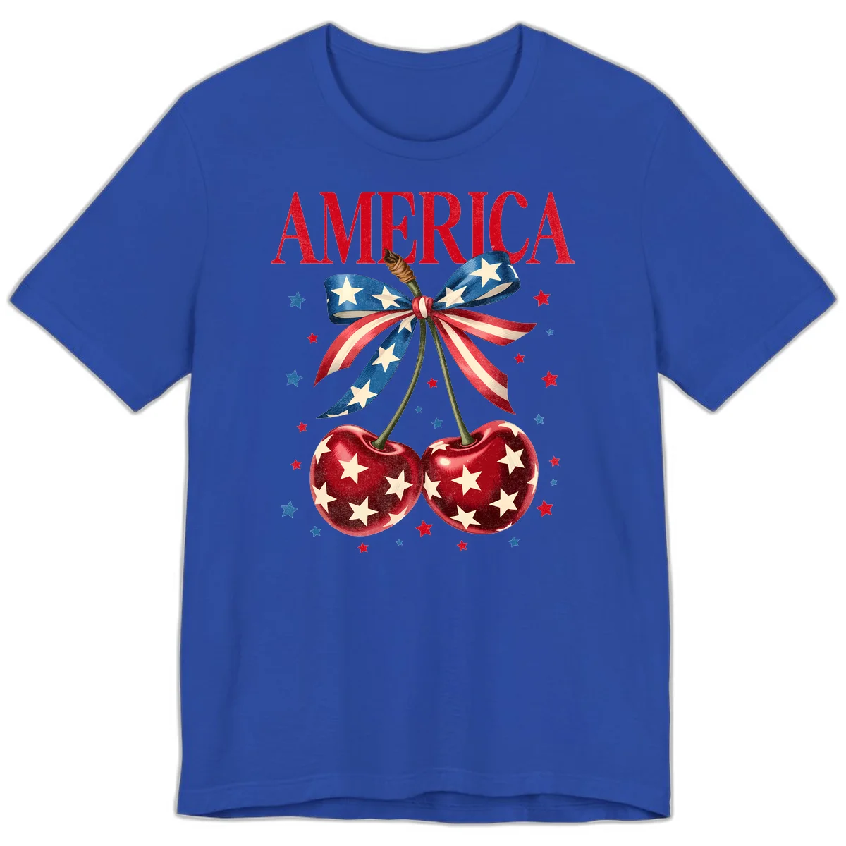 America Cherries and Stars Premium T-Shirt in True Royal
