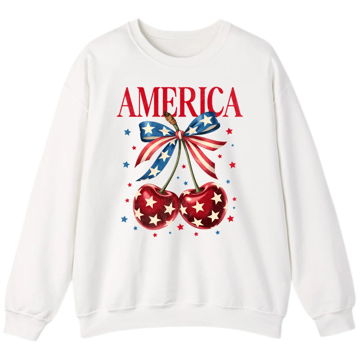 America Cherries and Stars Sweatshirt in White