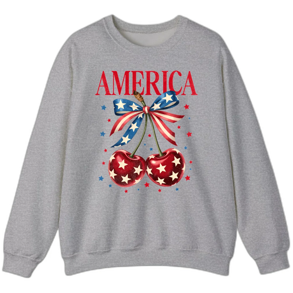 America Cherries and Stars Sweatshirt in Sport Grey