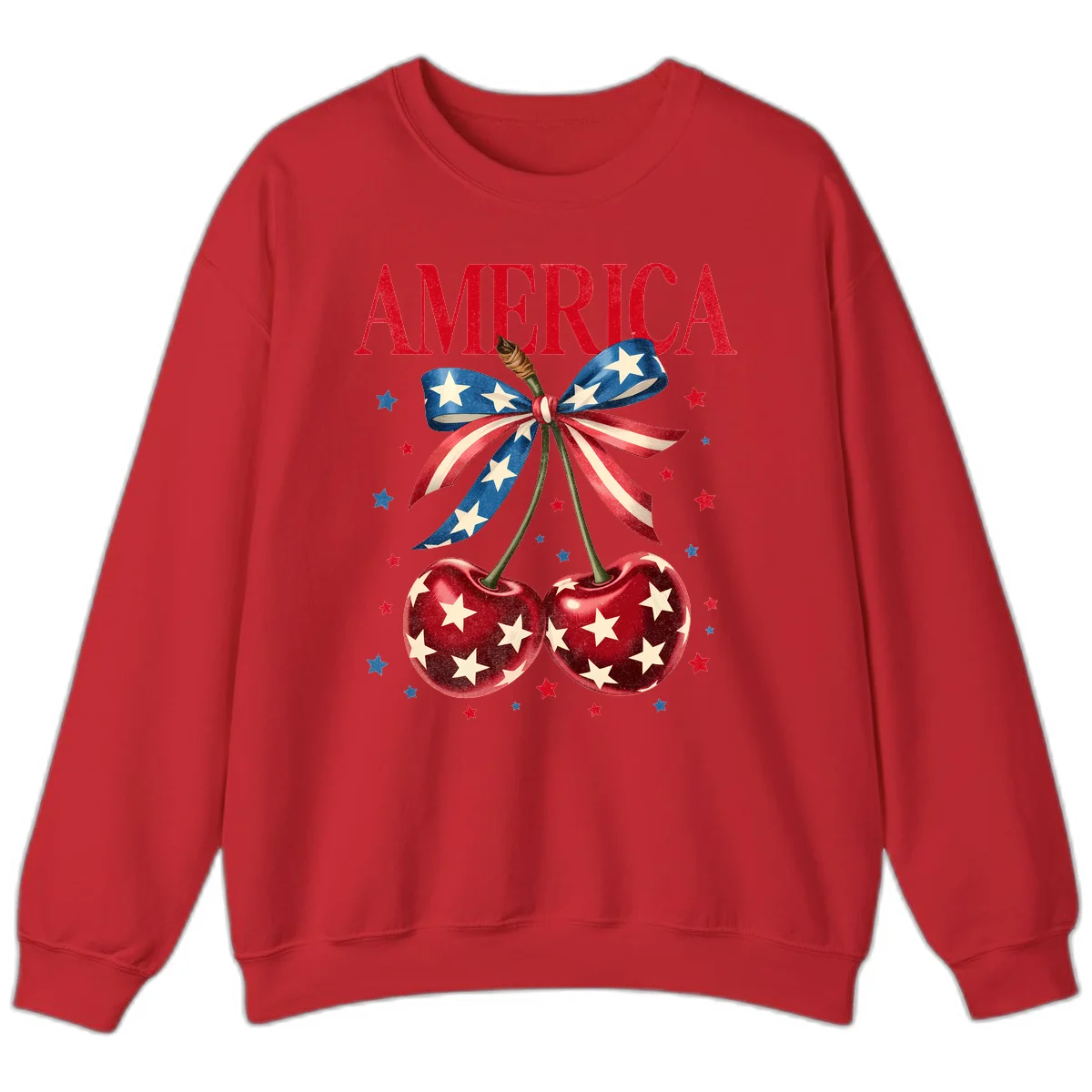America Cherries and Stars Sweatshirt in Red