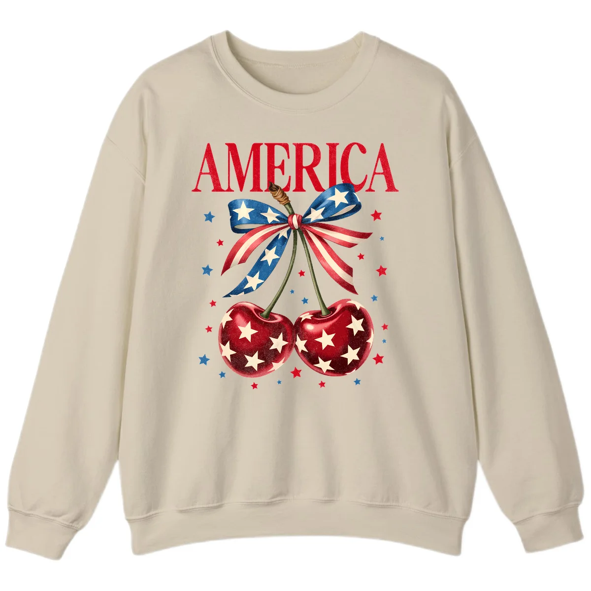 America Cherries and Stars Sweatshirt in Sand