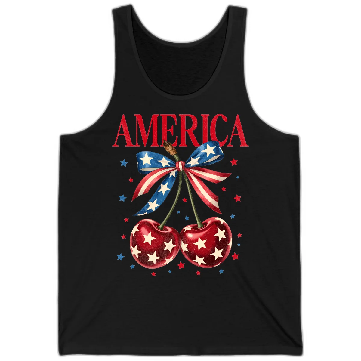 America Cherries and Stars Tank in Black