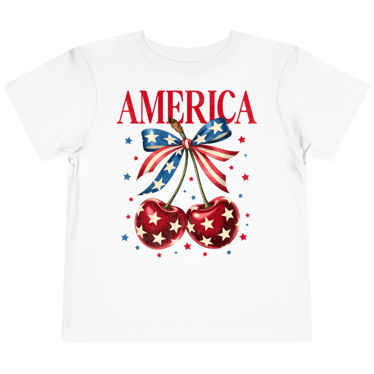 America Cherries and Stars Toddler T-Shirt in White