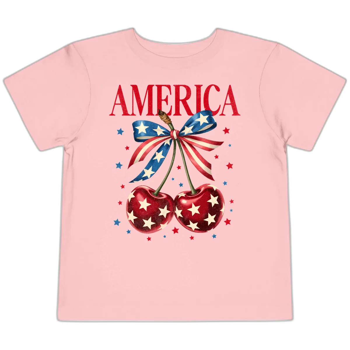 America Cherries and Stars Toddler T-Shirt in Pink