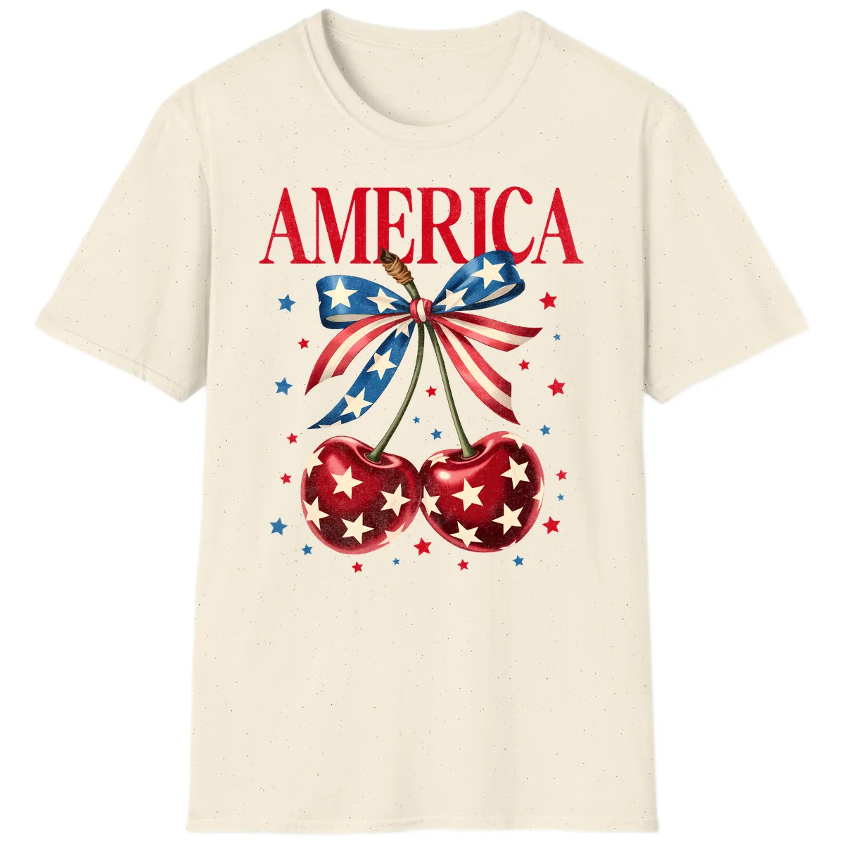 America Cherries and Stars T-Shirt in Natural