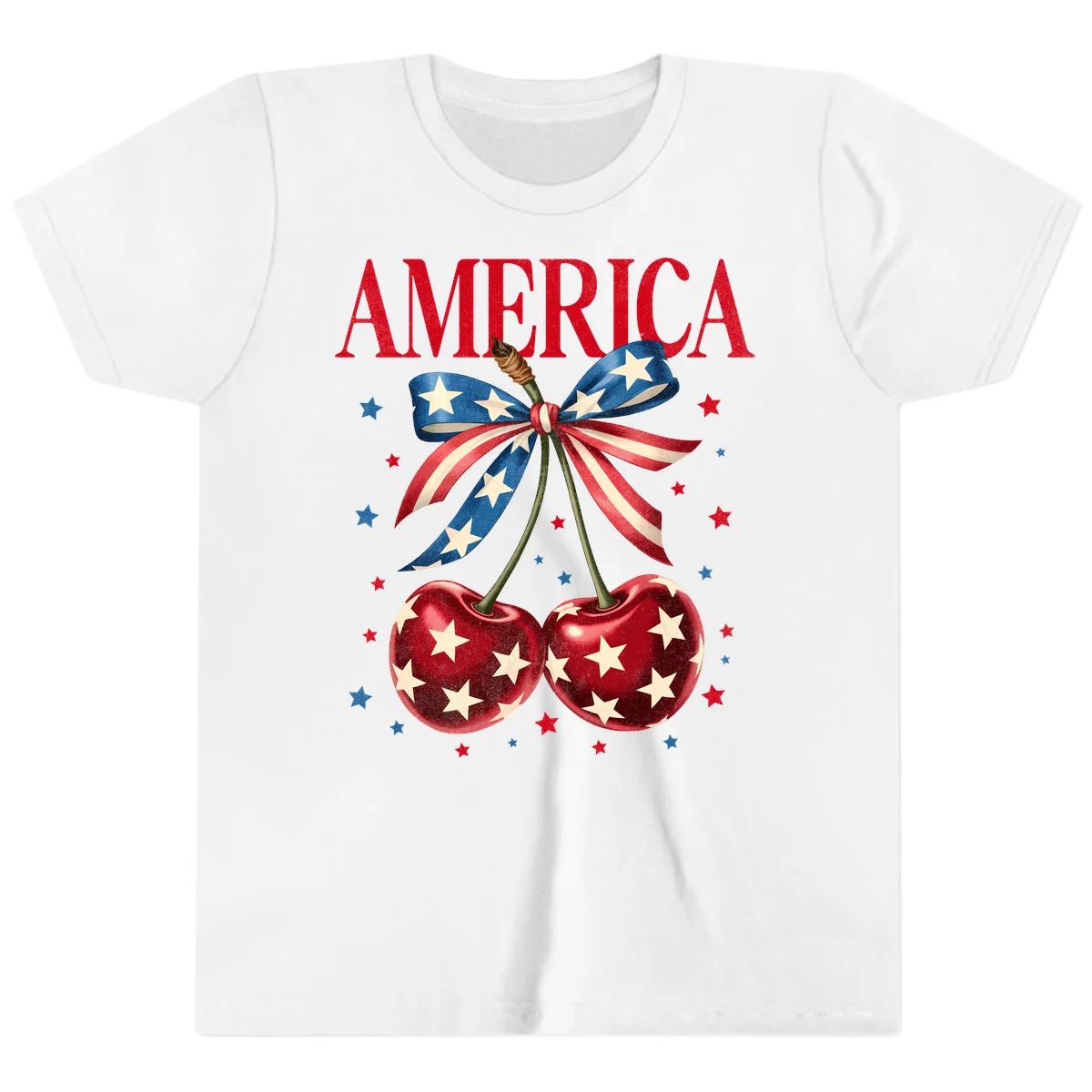 America Cherries and Stars Youth T-Shirt in White