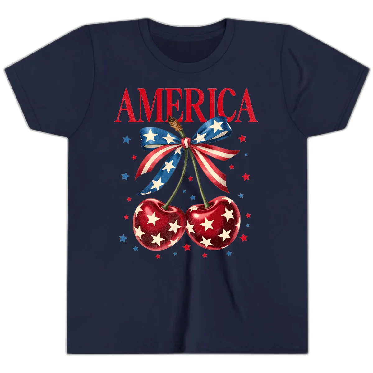 America Cherries and Stars Youth T-Shirt in Navy