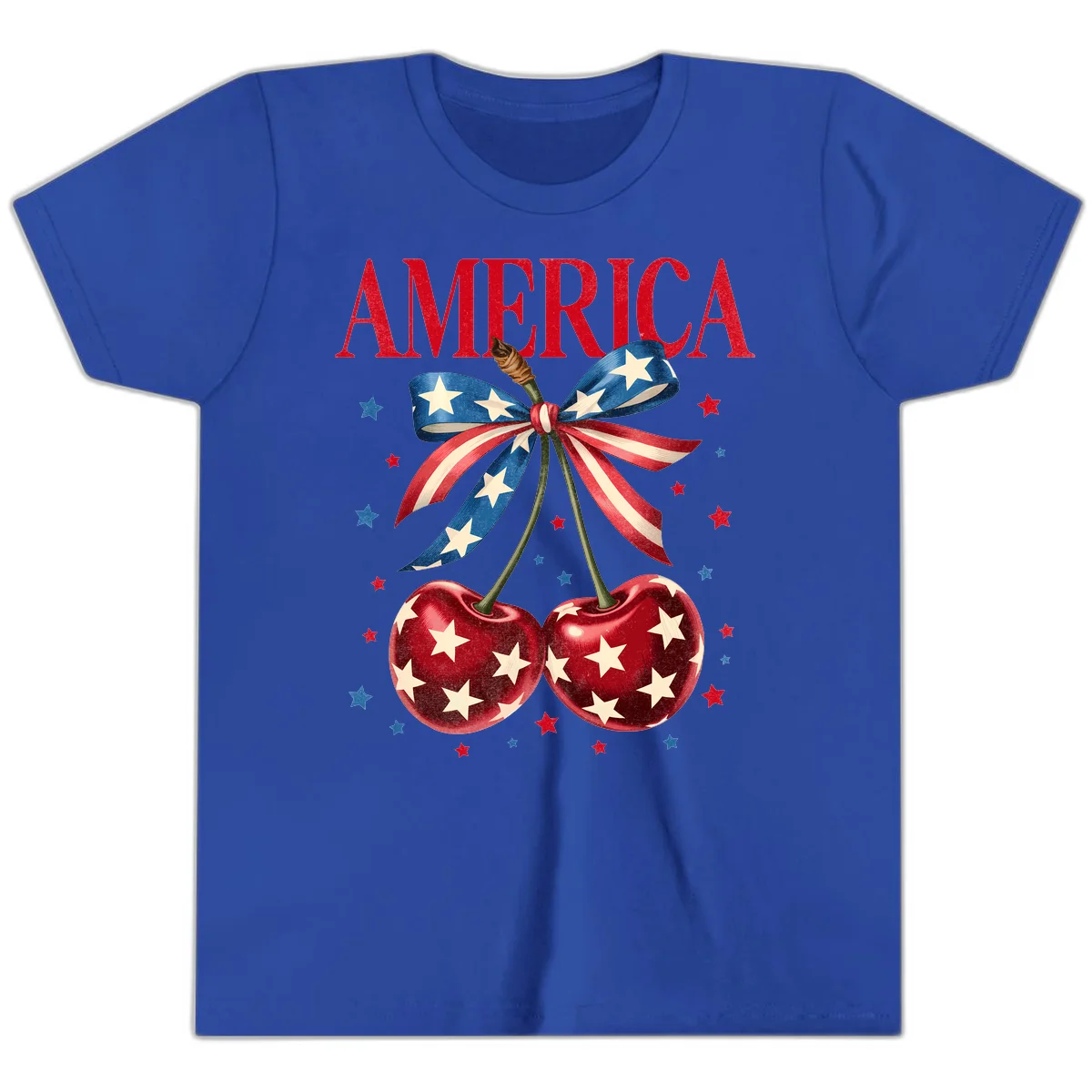 America Cherries and Stars Youth T-Shirt in True Royal
