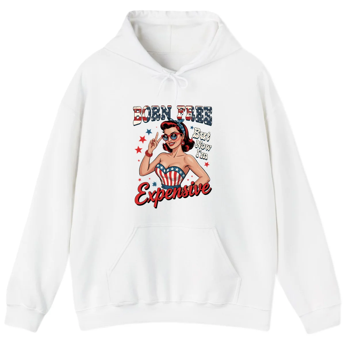 Born Free But Now I'm Expensive Hoodie in White